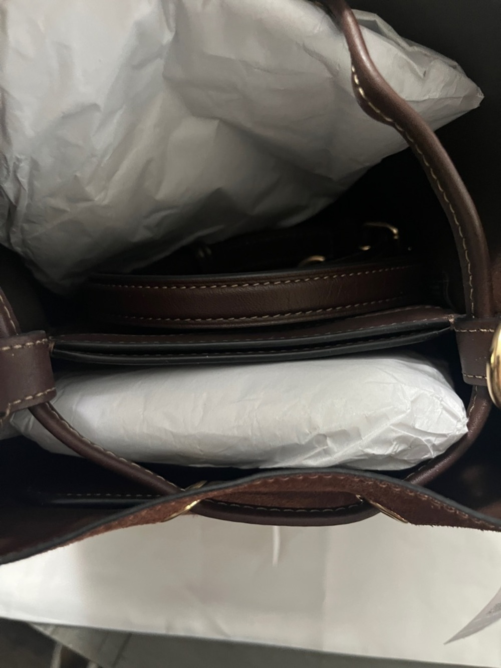 Coach Brown Suede Drawstring Crossbody Bucket Bag - Picture 6 of 8
